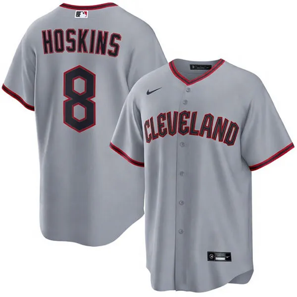 Mens Cleveland Guardians #8 Rhys Hoskins Nike Gray Road Limited Jersey