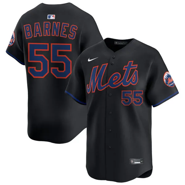 Mens New York Mets #55 Austin Barnes Nike Black Alternate Limited Jersey