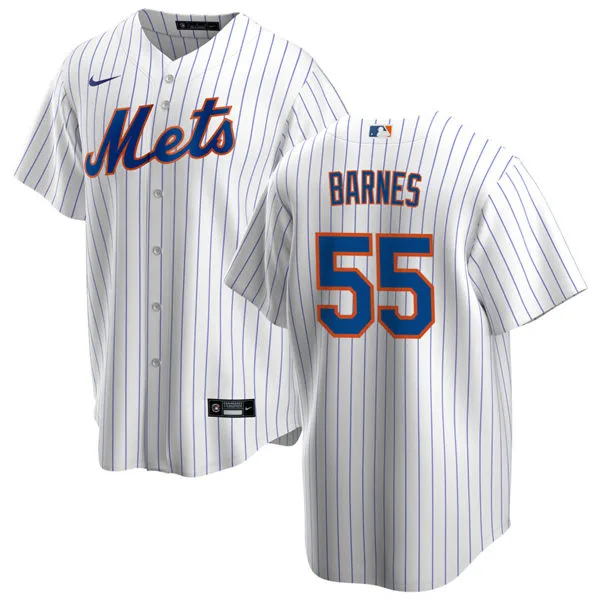 Mens New York Mets #55 Austin Barnes Nike Home White Pinstripe Limited Jersey