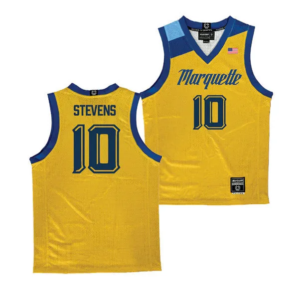 Marquette Golden Eagles #10 Adrien Stevens 2025-26 Gold College Basketball Game Jersey