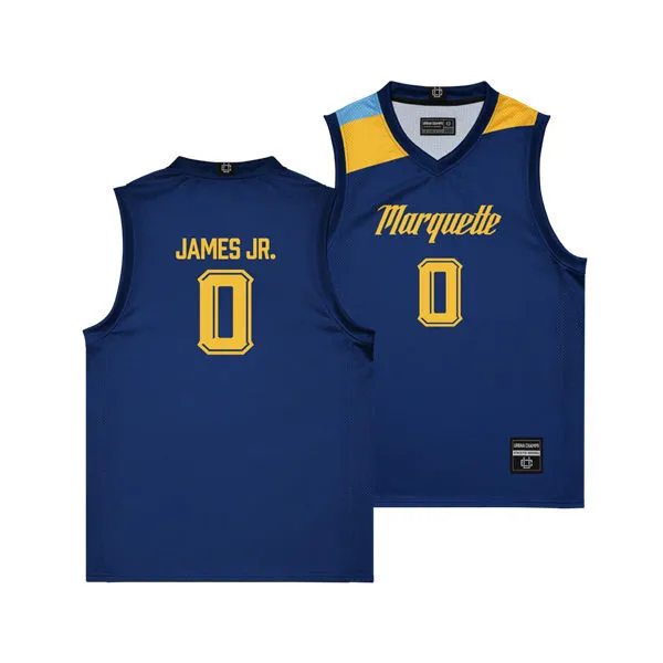 Marquette Golden Eagles #0 Nigel James Jr. 2025-26 Navy College Basketball Game Jersey