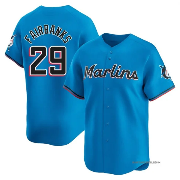 Mens Miami Marlins #29 Pete Fairbanks Nike Blue Alternate Limited Jersey