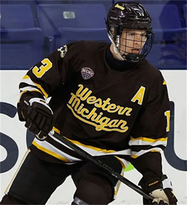 Western Michigan Broncos #13 Grant Slukynsky 2026 Brown College Hockey Game Jersey