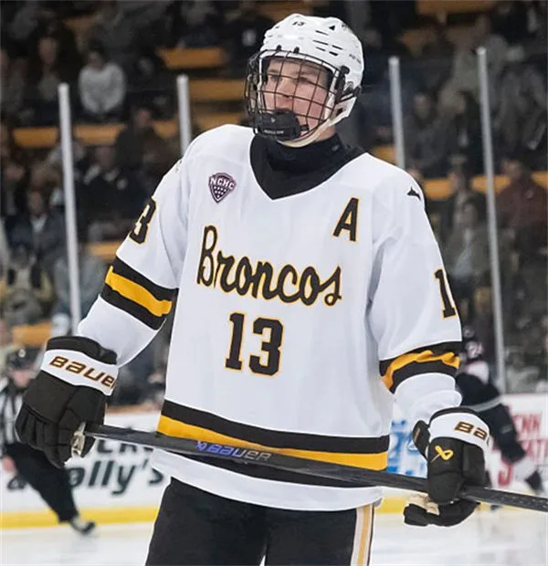 Western Michigan Broncos #13 Grant Slukynsky 2026 White College Hocey Game Jersey