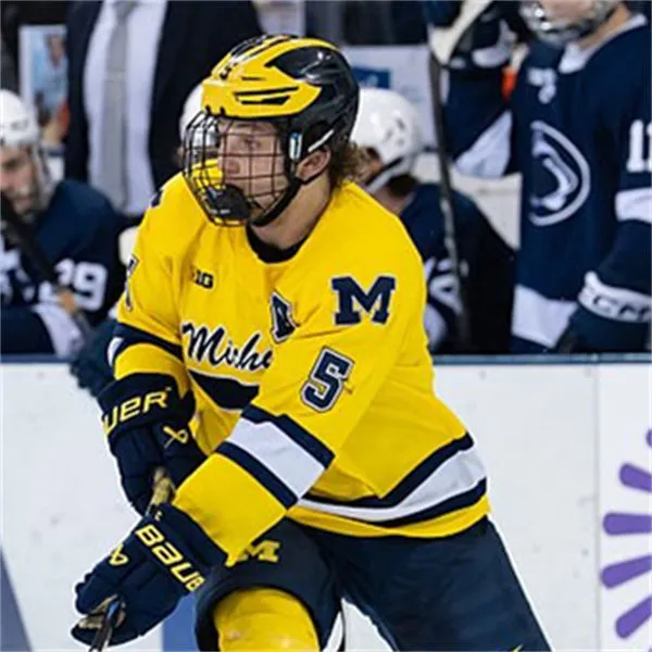 Michigan Wolverines #5 Tyler Duke 2025-26 Maize Hockey Game Jersey