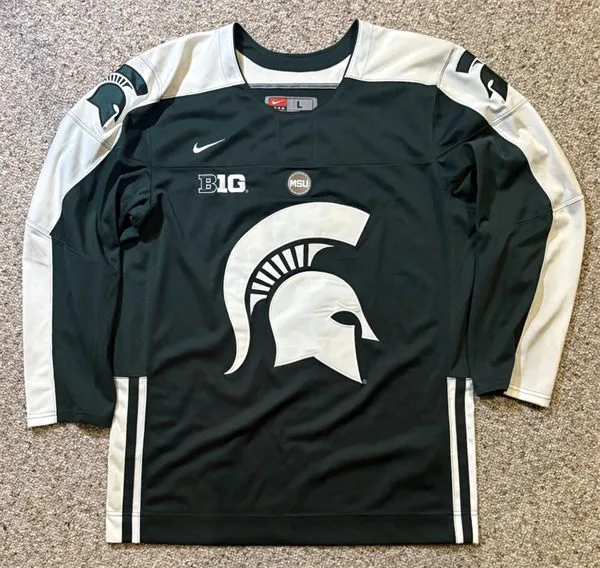 Michigan State Spartans Custom 2013 Green With Logo Hockey Jersey