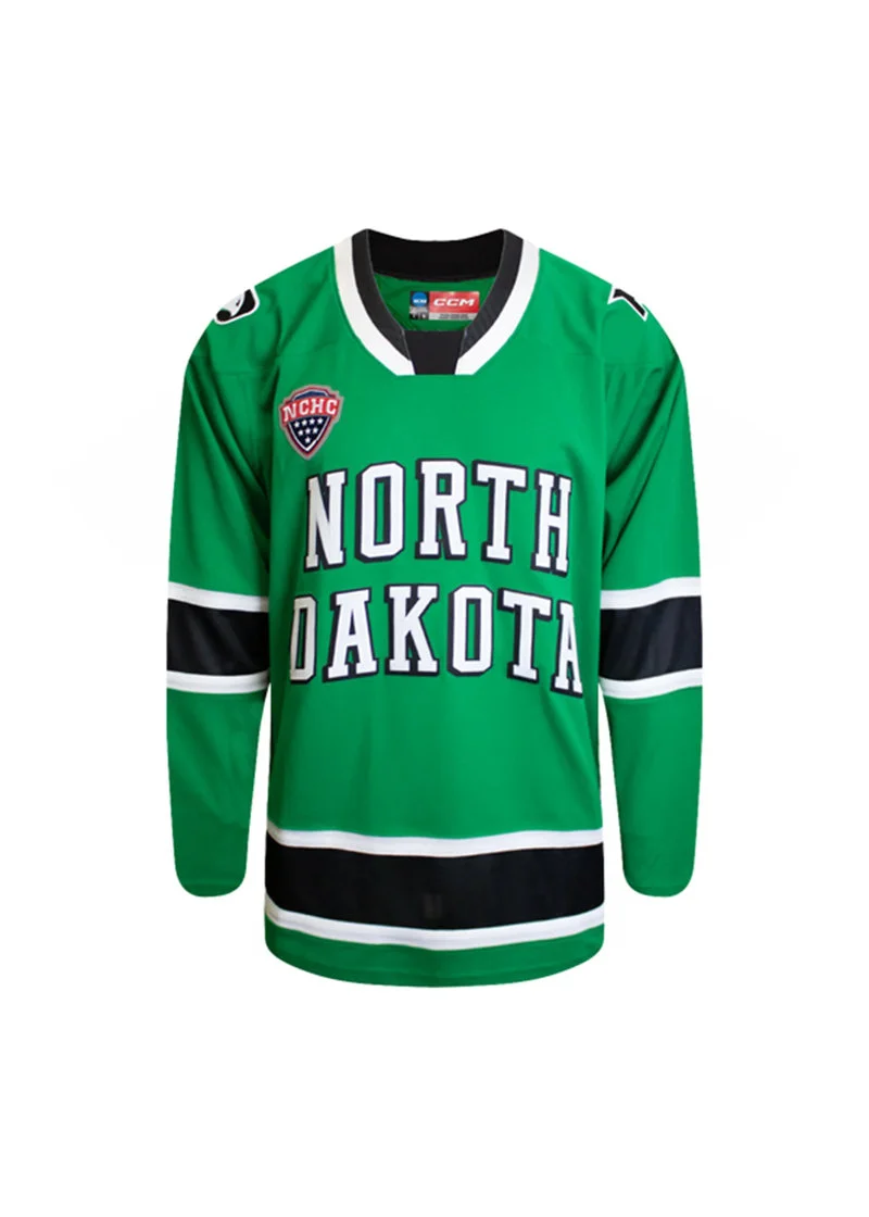 North Dakota Fighting Hawks Blank CCM 2026 Green Away Hockey Teamn Jersey