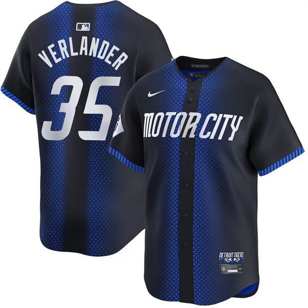 Men's Detroit Tigers #35 Justin Verlander Nike Navy City Connect Limited Jersey