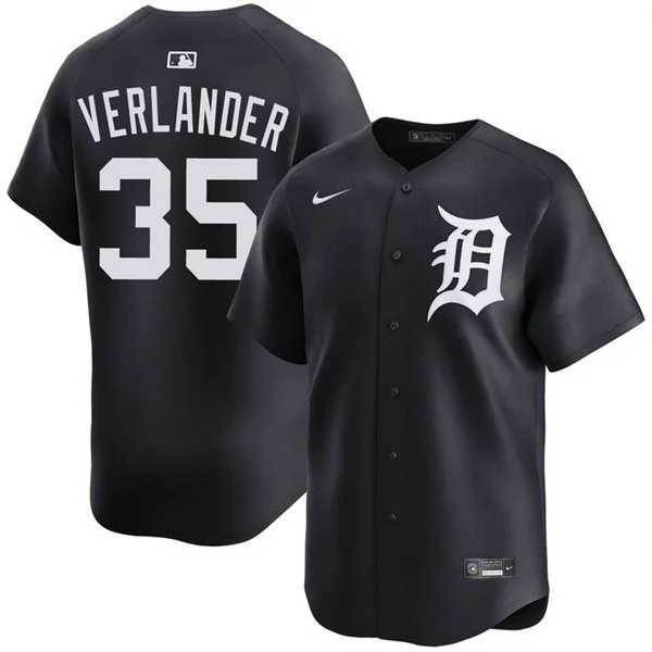 Men's Detroit Tigers #35 Justin Verlander Nike Navy White Alternate Limited Player Jersey