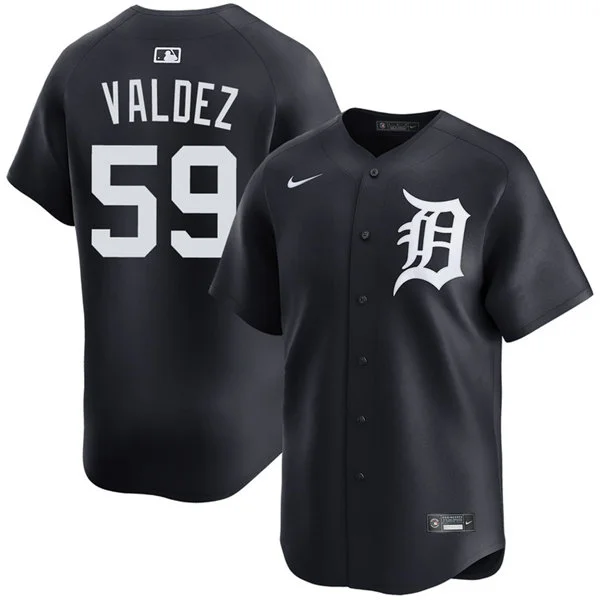 Men's Detroit Tigers #59 Framber Valdez Nike Navy White Alternate Limited Player Jersey