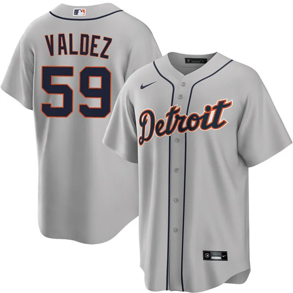 Men's Detroit Tigers #59 Framber Valdez Nike Gray Road Limited Jersey
