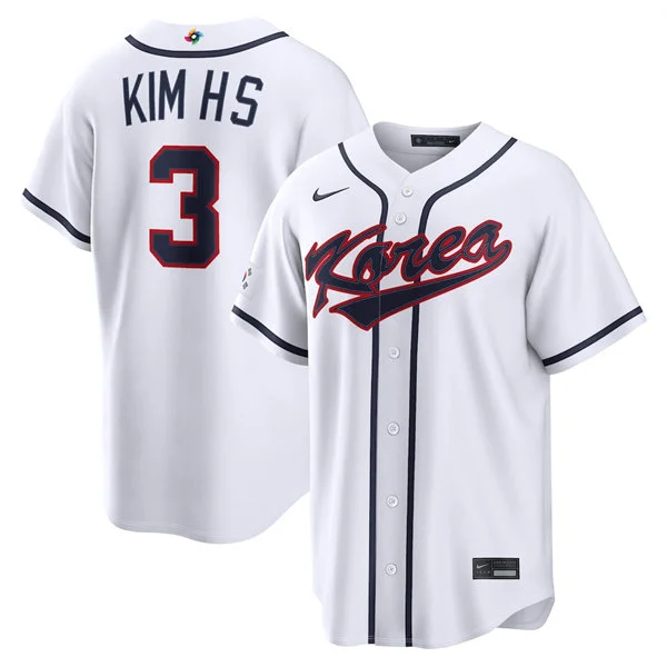 Men's Korea Baseball #3 Hyeseong Kim Nike White 2026 World Baseball Classic Home Stadium Jersey