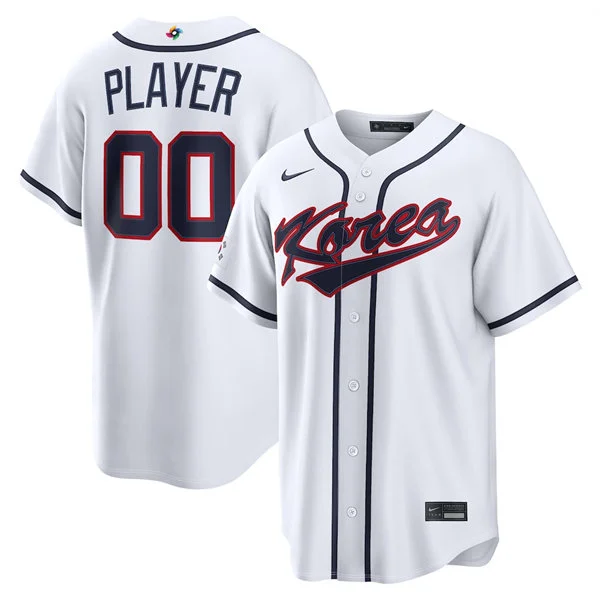 Custom Korea Baseball Nike White 2026 World Baseball Classic Jersey