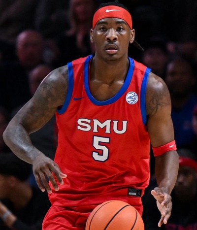 SMU Mustangs #5 Jaron Pierre Jr.  Nike 2025 ACC Red Basketball Game Jersey