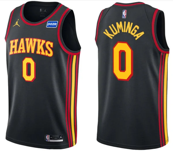 Mens Atlanta Hawks #0 Jonathan Kuminga Black Statement Edition Swingman Jersey