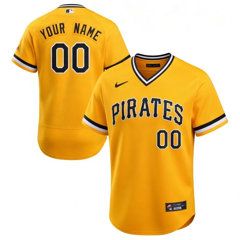 Pittsburgh Pirates Custom Nike Gold Pullover Cooperstown Collection Jersey