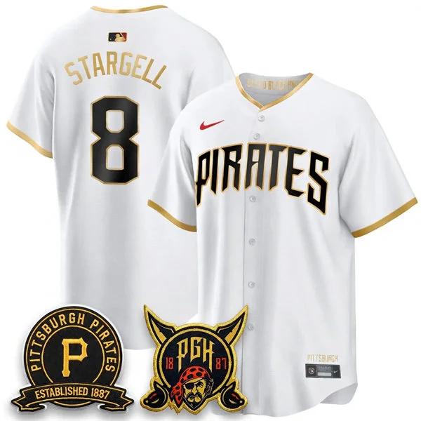 Mens Pittsburgh Pirates Retired Player #8 Willie Stargell White City Connect 2.0 Replics Jersey
