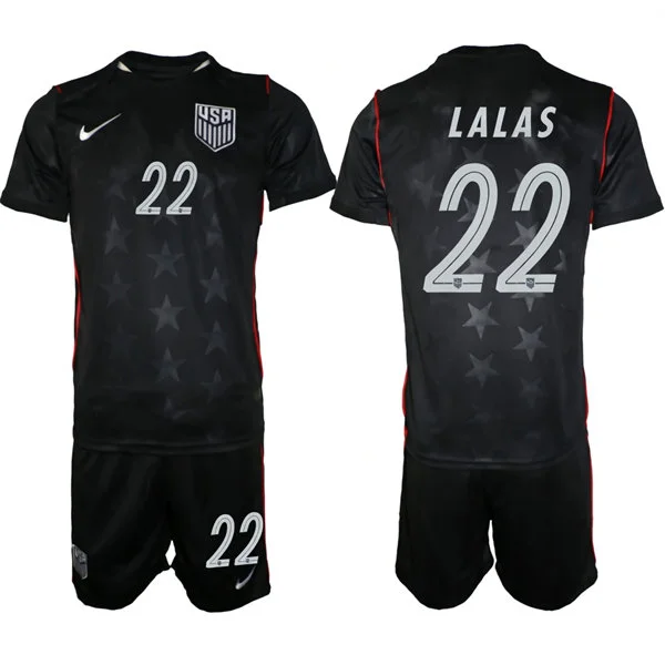 Mens USA National Team #22 Alexi Lalas Away Black 2026 FIFA World Cup Soccer Team Jersey Kit