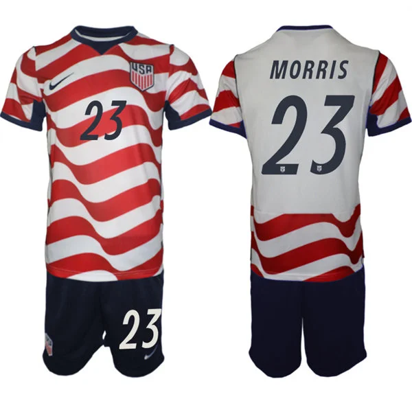 Mens USA National Team #23 Aidan Morris Home White Red 2026 FIFA World Cup Soccer Jersey Kit