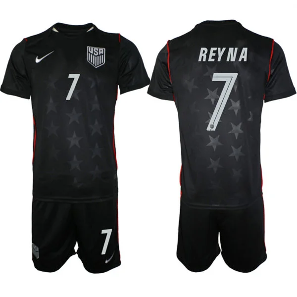 Mens USA National Team #7 Giovanni Reyna Away Black 2026 FIFA World Cup Soccer Jersey Kit