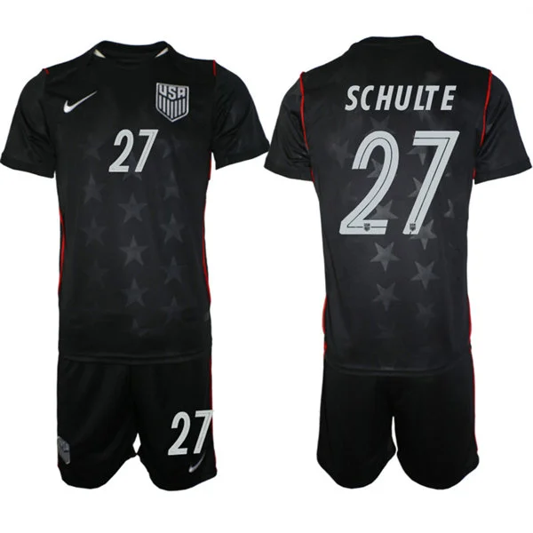 Mens USA National Team #27 Patrick Schulte Away Black 2026 FIFA World Cup Soccer Jersey Kit