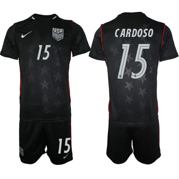 Mens USA National Team #15 Johnny Cardoso Away Black 2026 FIFA World Cup Soccer Jersey Kit