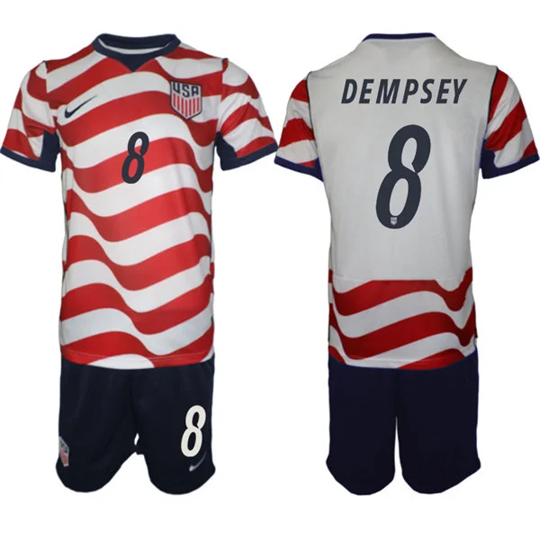 Mens USA National Team #8 Clint Dempsey Home White Red 2026 FIFA World Cup Soccer Jersey Kit