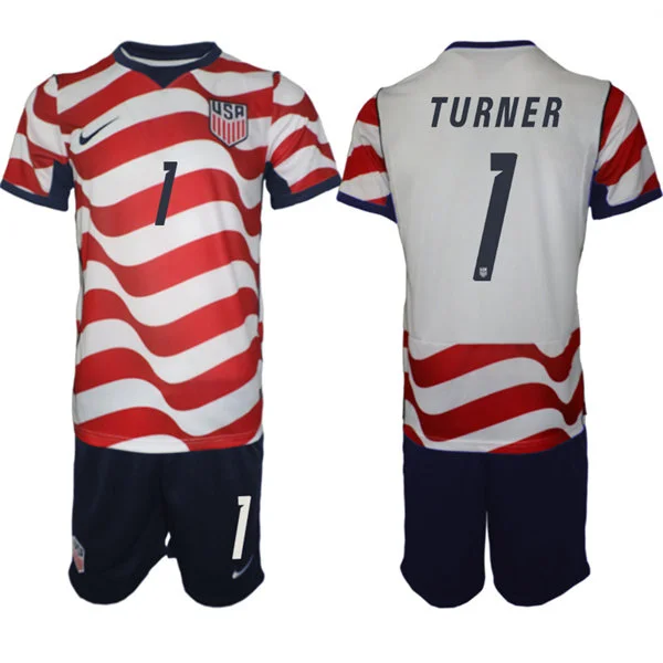 Mens USA National Team #1 Matt Turner Home White Red 2026 FIFA World Cup Soccer Jersey Kit