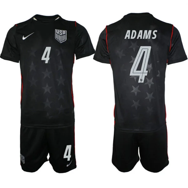 Mens USA National Team #4 Tyler Adams Away Black 2026 FIFA World Cup Soccer Jersey Kit