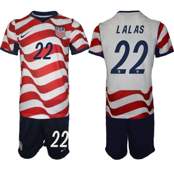 Mens USA National Team #22 Alexi Lalas Home White Red 2026 FIFA World Cup Soccer Jersey Kit