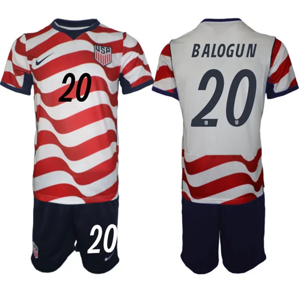 Mens USA National Team #20 Folarin Balogun Home White Red 2026 FIFA World Cup Soccer Jersey Kit