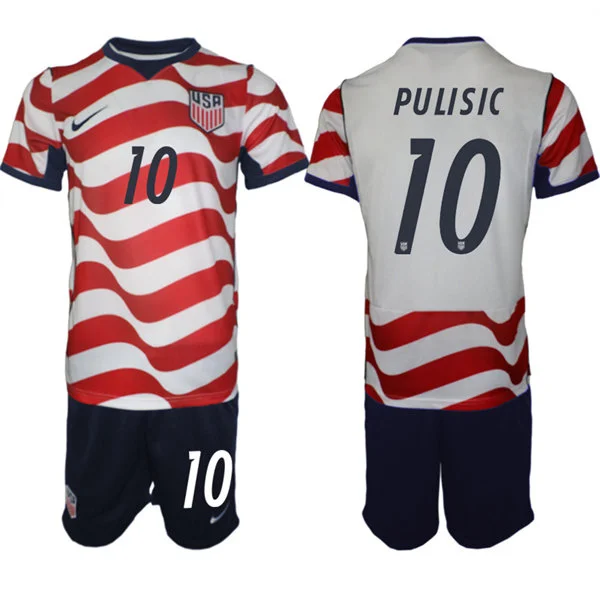 Mens USA National Team #10 Christian Pulisic Home White Red 2026 FIFA World Cup Soccer Jersey Kit