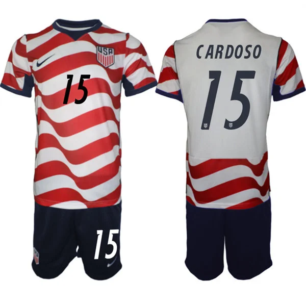 Mens USA National Team #15 Johnny Cardoso Home White Red 2026 FIFA World Cup Soccer Jersey Kit