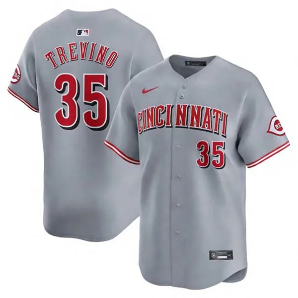 Mens Cincinnati Reds #35 Jose Trevino Nike Road Gray Limited Jersey