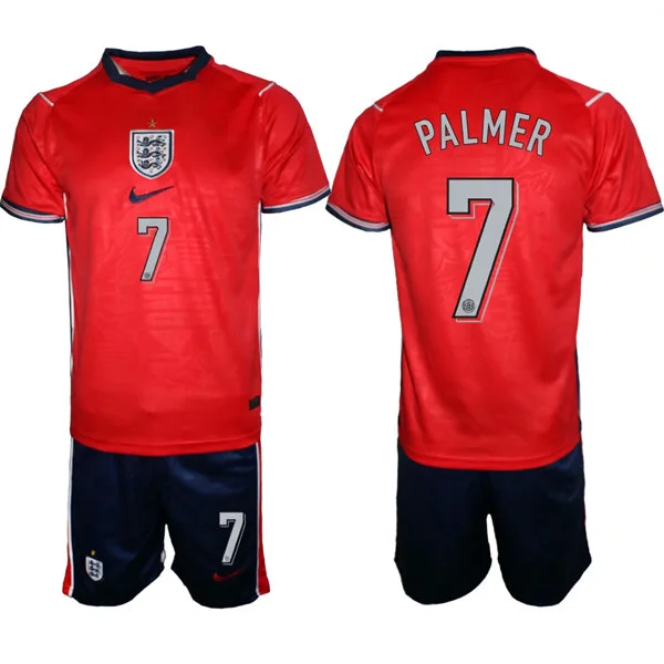Mens England National Team #7 Cole Palmer Away Red 2026 FIFA World Cup Soccer Jersey Kit