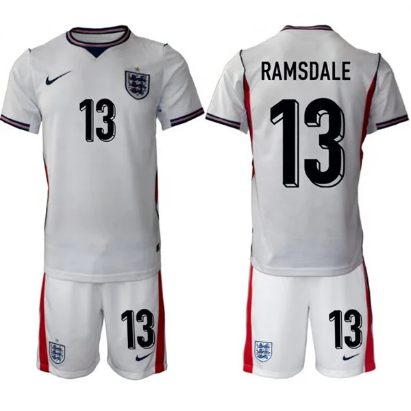 Mens England National Team #13 Aaron Ramsdale Home White 2026 FIFA World Cup Soccer Jersey Kit