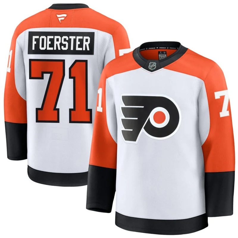 Mens Philadelphia Flyers #71 Tyson Foerster  Fanatics White Away Premium Jersey