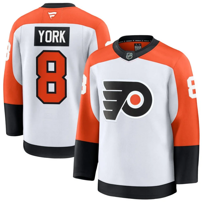 Mens Philadelphia Flyers #8 Cameron York Fanatics White Away Premium Jersey