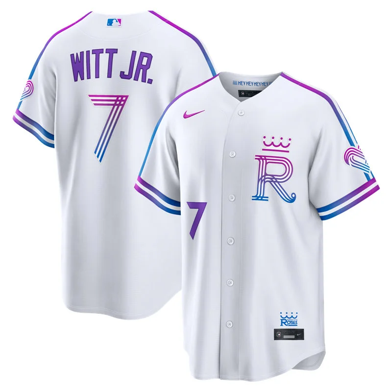Mens Kansas City Royals #7 Bobby Witt Jr. 2026 White Forever Fountains City Connect Stadium Jersey