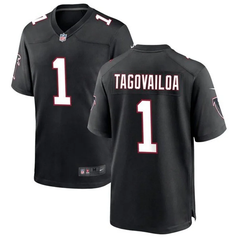 Men's Atlanta Falcons #1 Tua Tagovailoa Nike Black Throwback Limited Jersey