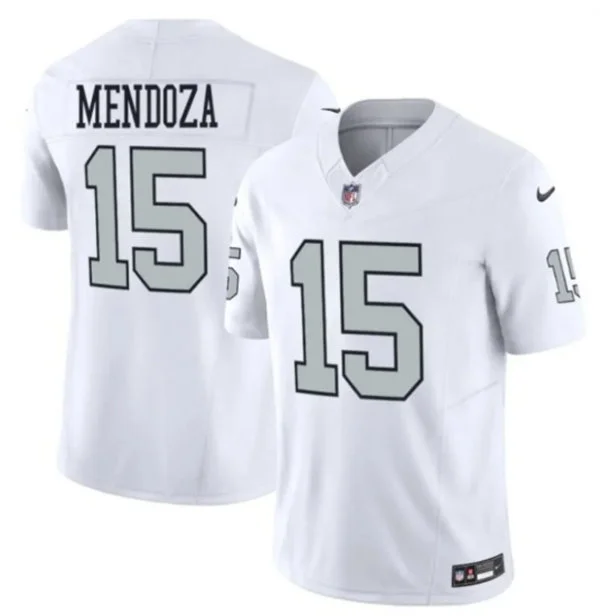 Men's Las Vegas Raiders #15 Fernando Mendoza Nike White Silver Alternate Vapor F.U.S.E. Limited Jersey