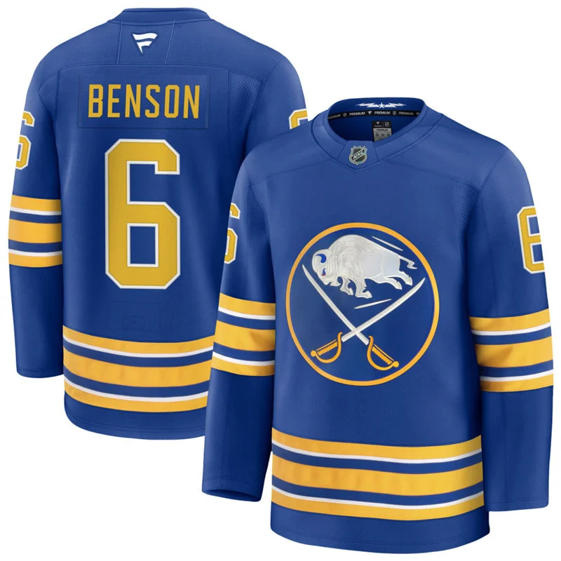 Men's Buffalo Sabres #6 Zach BensonFanatics Royal Home Premium Jersey