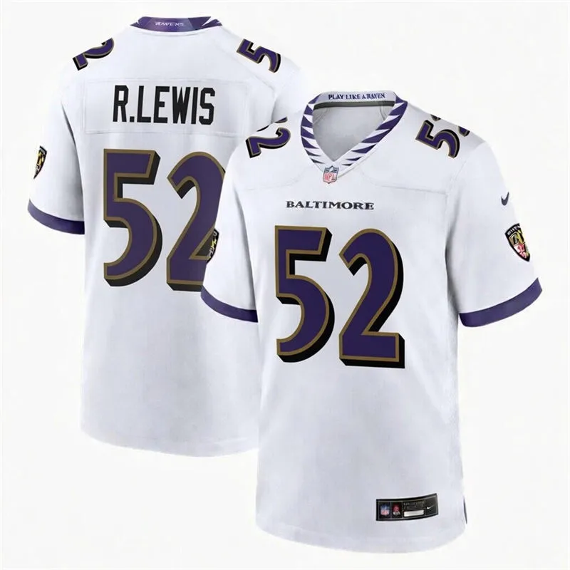 Mens Baltimore Ravens Retired Player #52 Ray Lewis Nike 2026 Next Flight White Vapor Vapor F.U.S.E Limited Jersey