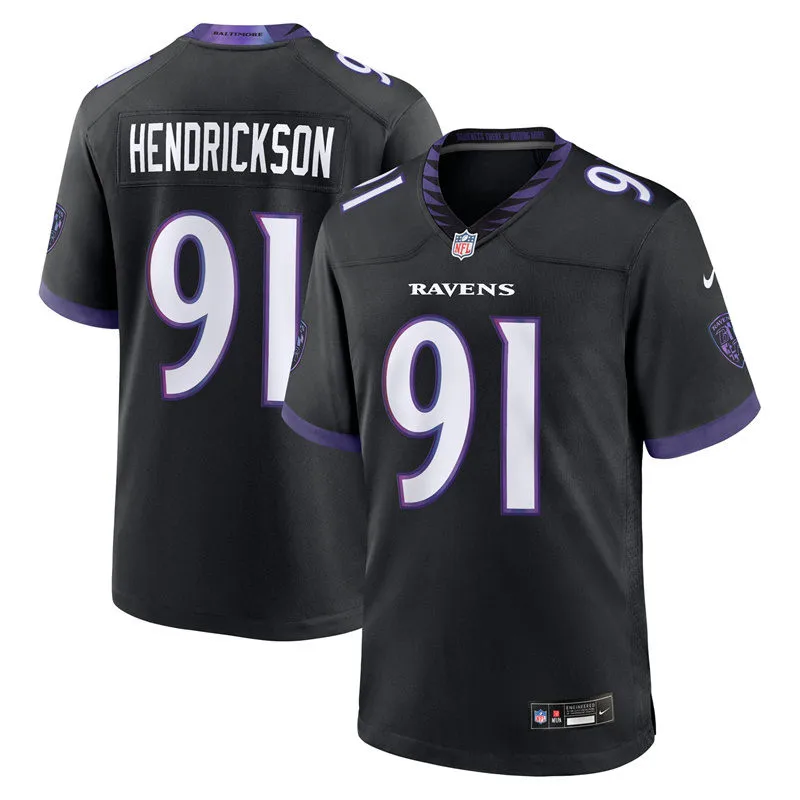 Mens Baltimore Ravens #91 Trey Hendrickson Nike 2026 Next Flight Black Alternate Vapor F.U.S.E Limited Jersey
