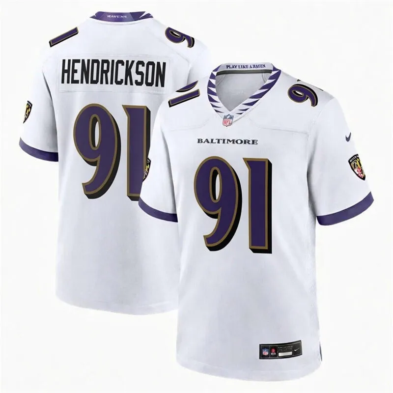 Mens Baltimore Ravens #91 Trey Hendrickson Nike 2026 Next Flight White Vapor Vapor F.U.S.E Limited Jersey