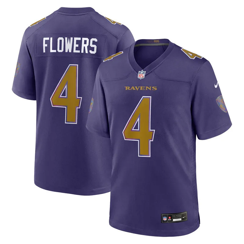 Men's Baltimore Ravens #4 Zay Flowers Nike Purple Alternate Vapor F.U.S.E  2026 Next Flight  Jersey