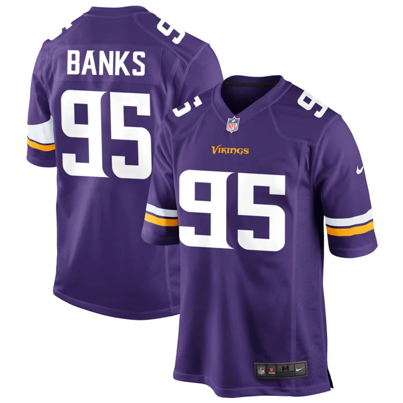 Men's Minnesota Vikings #95 Caleb Banks Nike Purple F.U.S.E. Vapor Limited Jersey