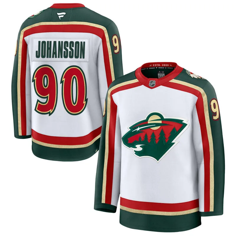 Men's Minnesota Wild #90 Marcus Johansson Fanatics White 25th Anniversary Premium Jersey