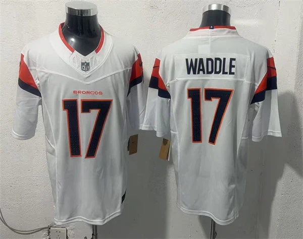 Mens Denver Broncos #17 Jaylen Waddle Nike White Vapor F.U.S.E. Limited Jersey