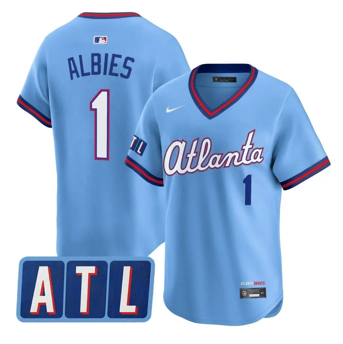 Mens Atlanta Braves #1 Ozzie Albies 2026 Blue City Connect 2.0 Limited Jersey
